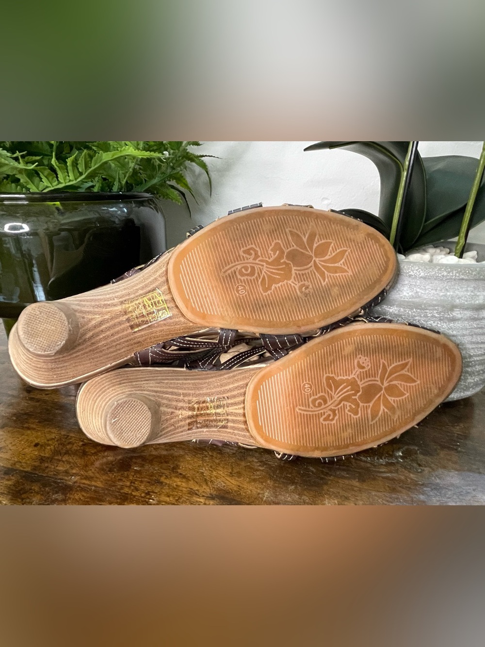 L’artiste Flourish gladiator brown cutout Leather Sandals EU 40, US 9.5 - Picture 6 of 7